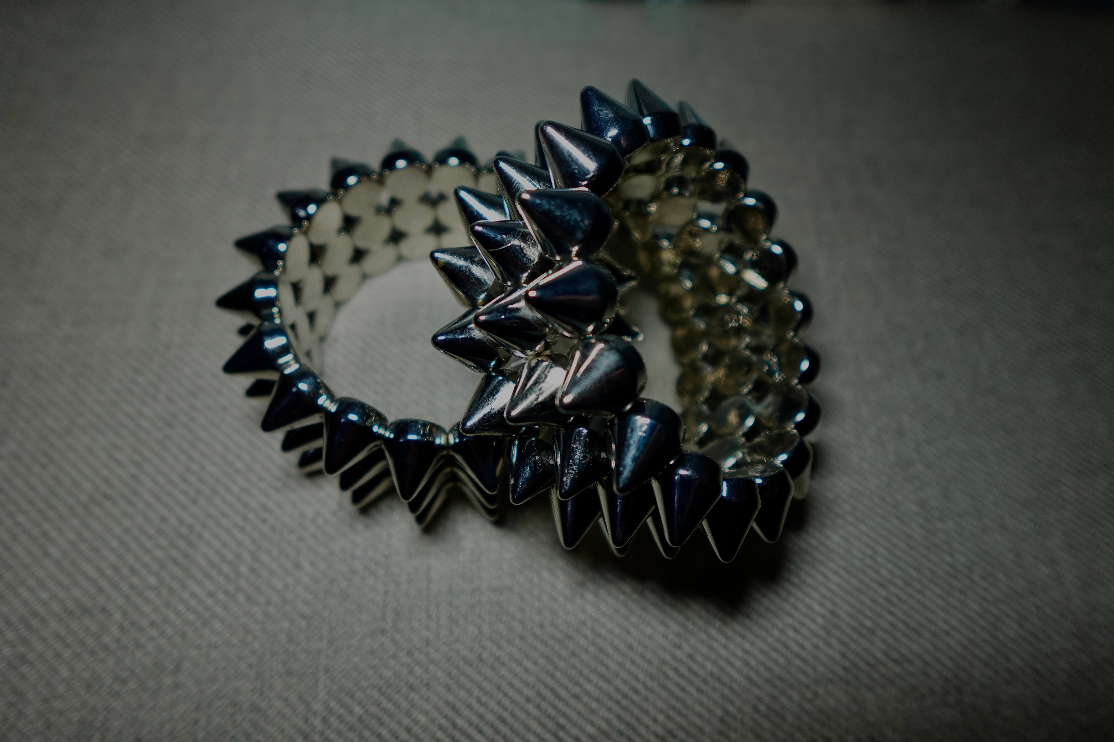 Silver spike bracelets