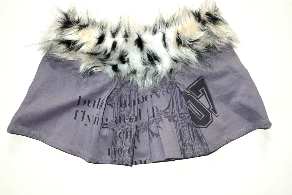 Tokyo Sourced  Fur Trim Mini Skirt