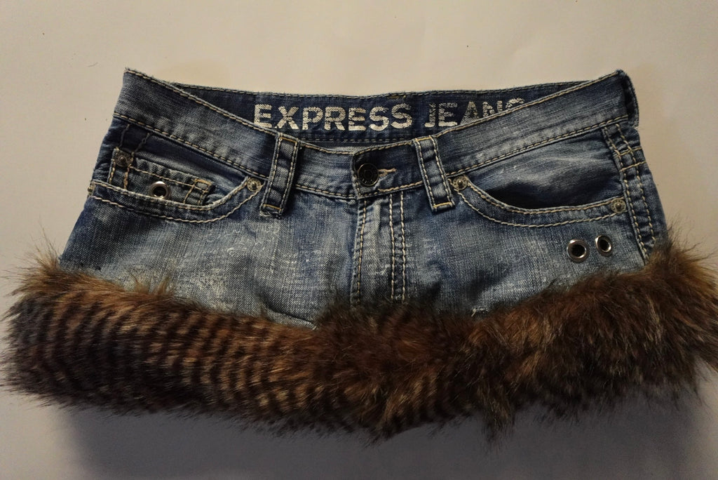 Upcycled Fur Mini Skirt