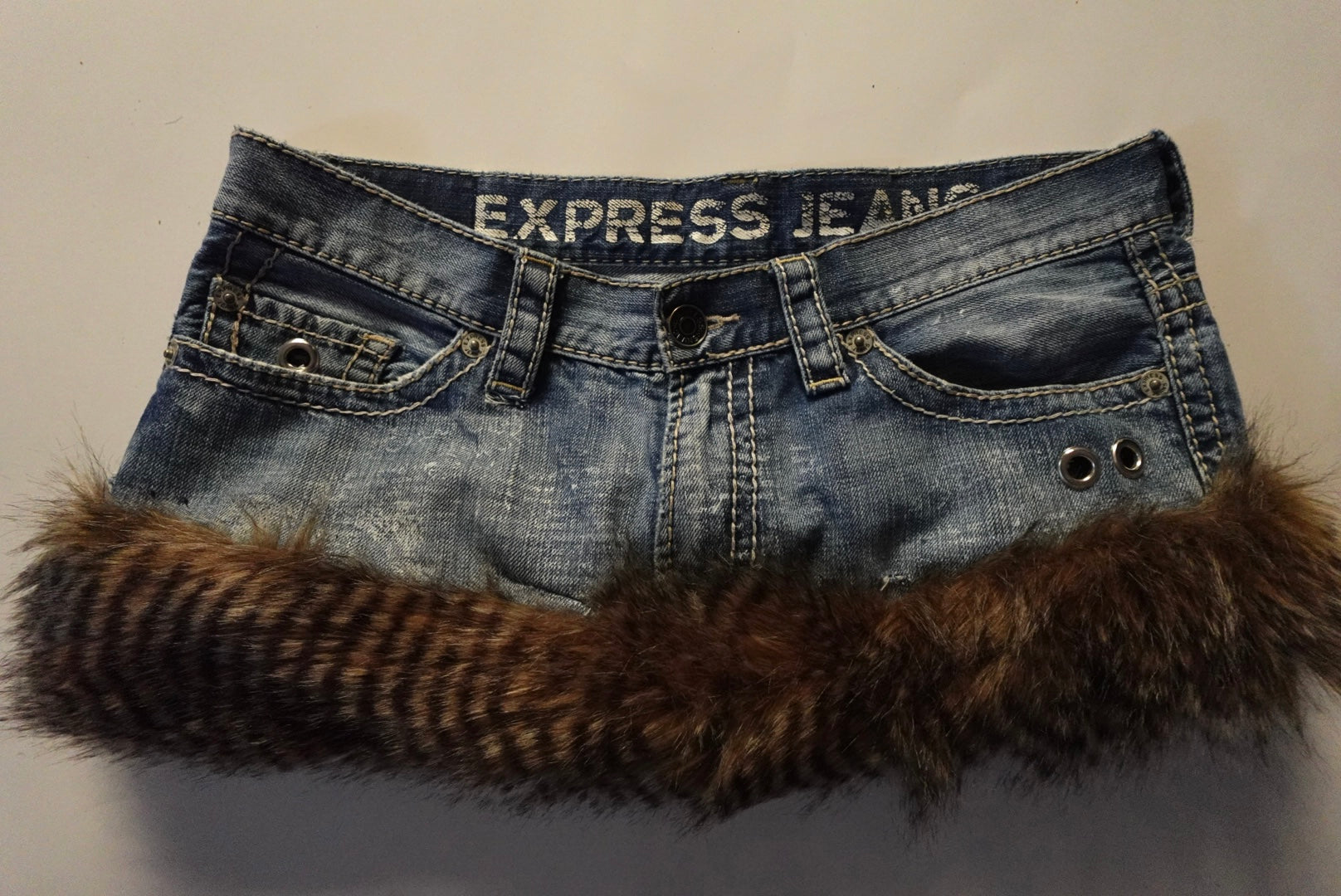 Upcycled Fur Mini Skirt