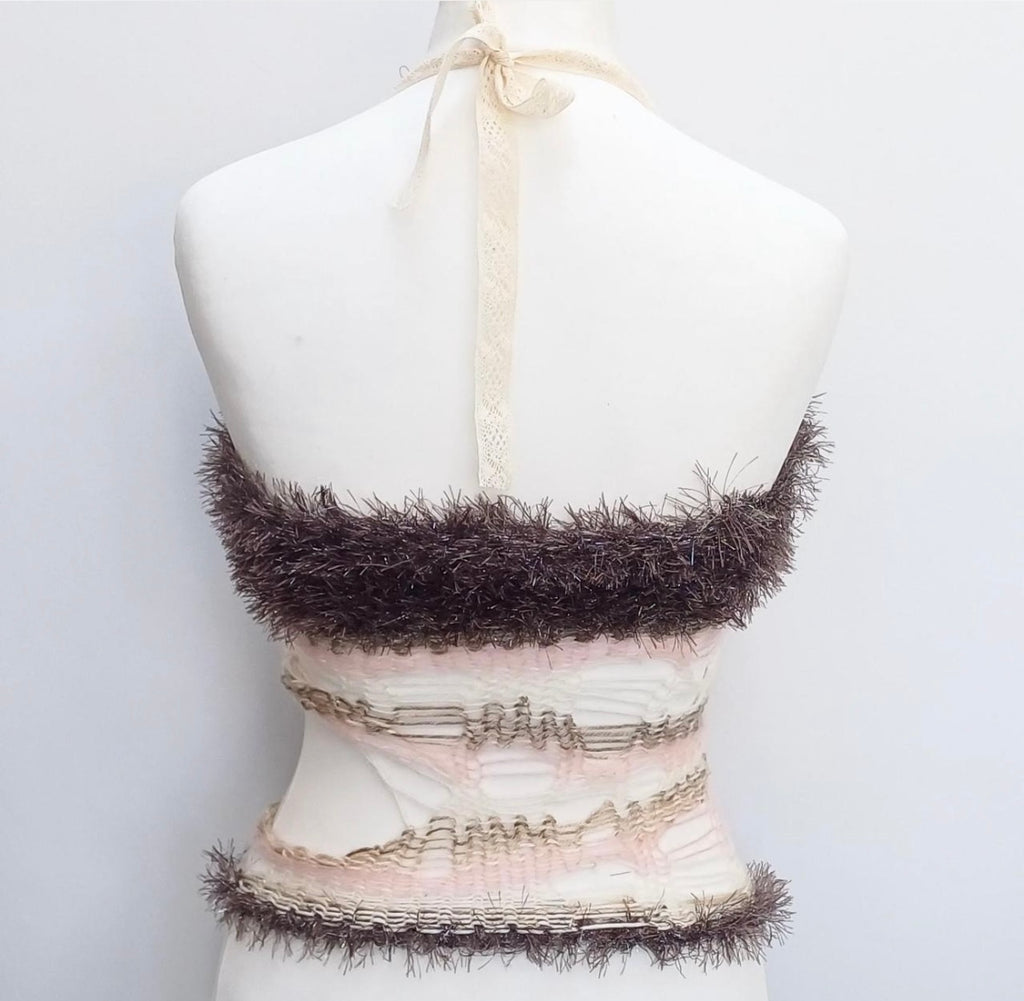 Distressed knit halter top